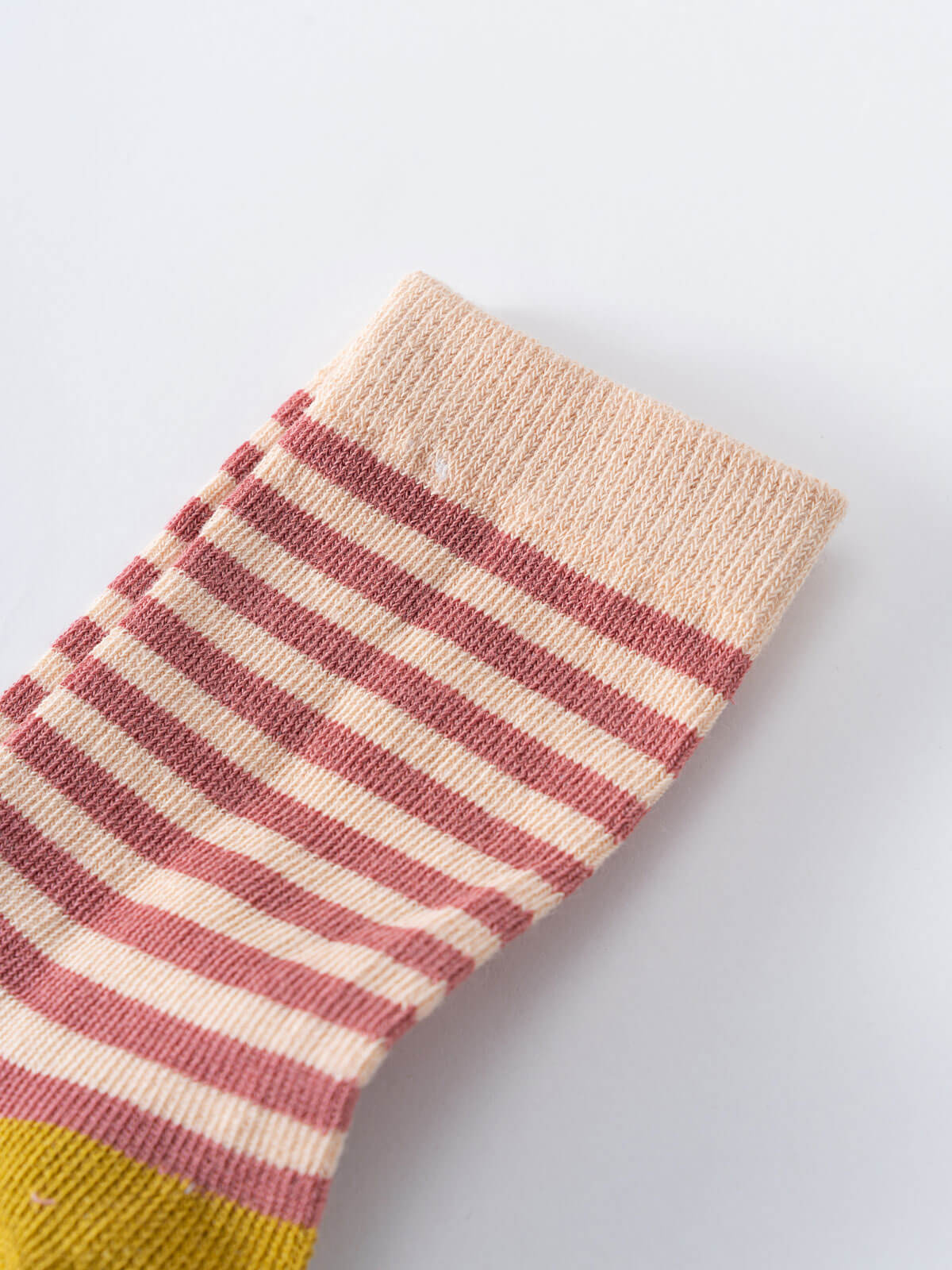 Close-up of striped sock with beige, pink, and yellow ribbed sections Kids Socks 3 Pack - Bunny Girls