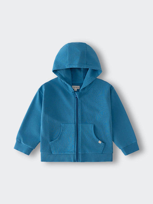 Blue hooded zip-up jacket with front pocket on light background Lightweight Zip Hoodie - Marine Boys