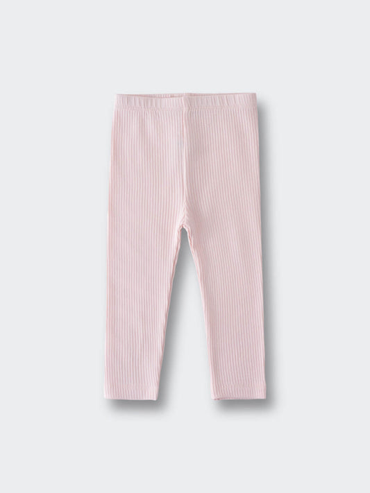 Pink ribbed leggings laid flat on a light background Brooklyn Leggings - Candy Floss Baby girl