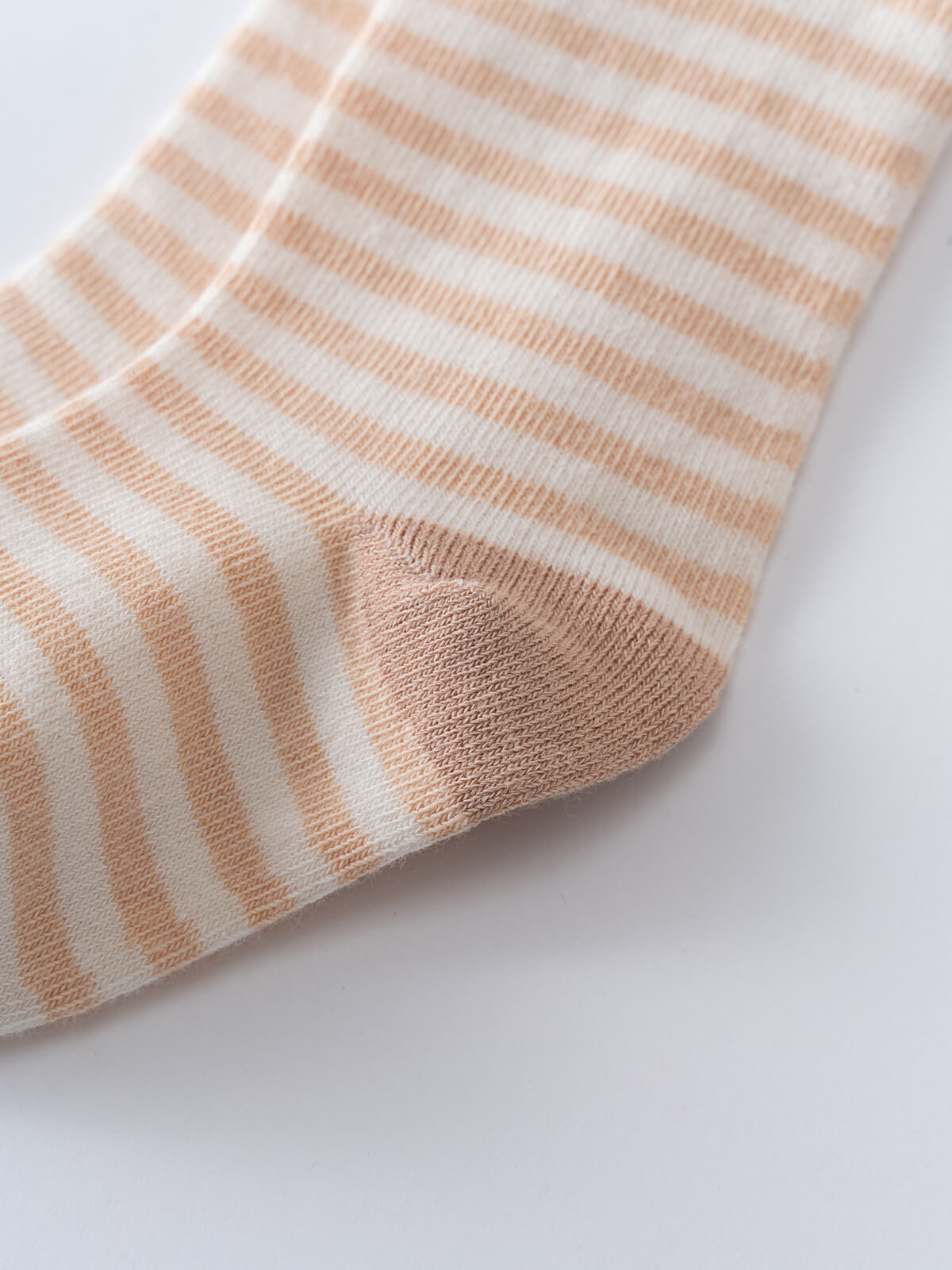 Close-up of beige and white striped knit sock cuff and ribbing detail Kids Socks 3 pack - Ocean Sunrise