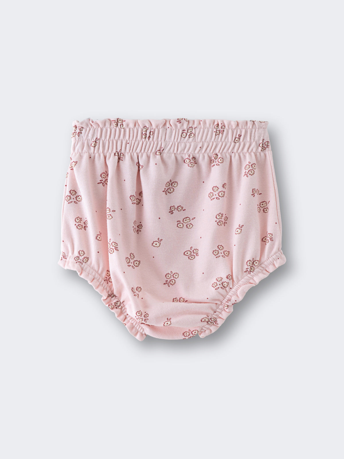 Pink baby bloomers with floral print and elasticized waist and leg openings Mabel Bloomers - Daisy Chain Baby girl