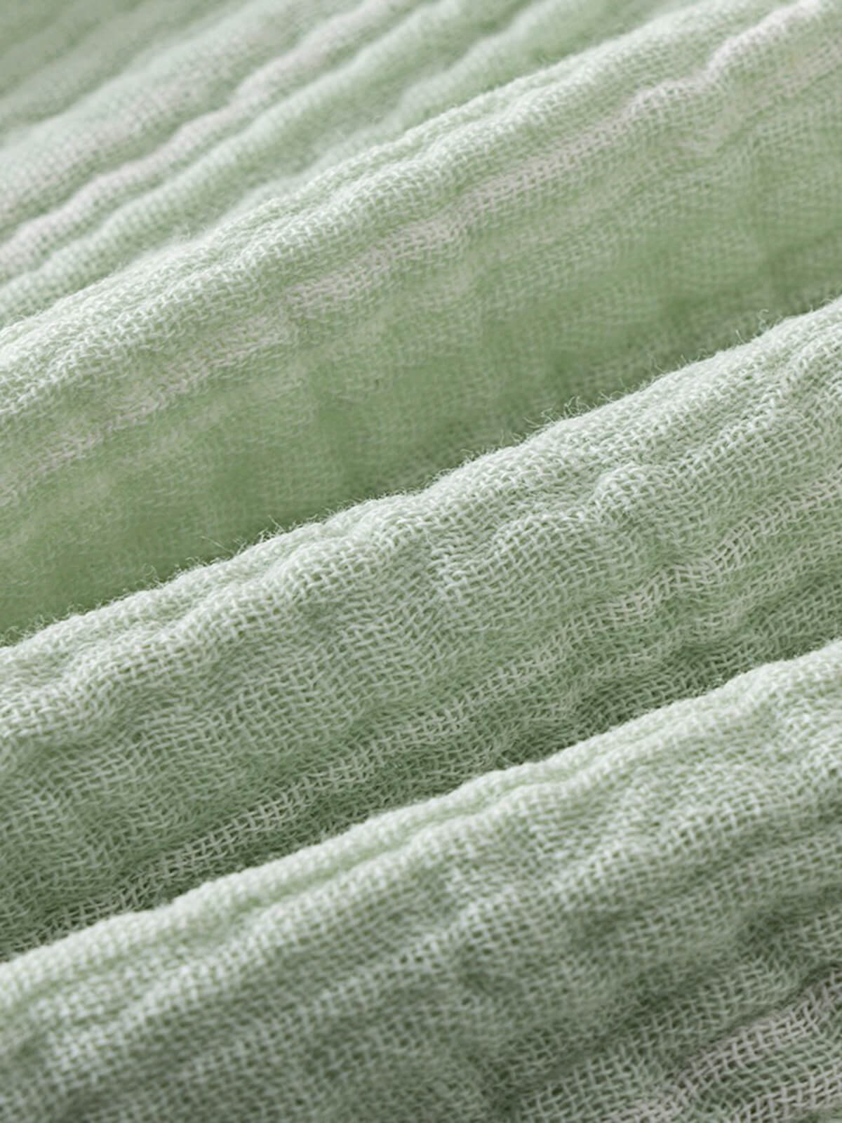 Close-up of light green and white striped fabric with soft texture Noah Shorts - Light Green Stripe Baby boy