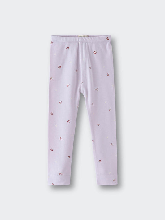 Light purple leggings with small floral embroidery scattered throughout printed Leggings - Spring Love Girls