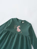 Green long sleeve dress with pink rabbit and flower design Baby Long Sleeve Jersey Dress - Meadow Friends Baby girl