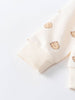 Close-up of cream fabric with small bear print and ribbed cuff Baby Printed Sweatshirt - Cosy Bear Ecru Baby boy