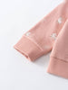 Close-up of pink sweatshirt sleeves with white bunny print and ribbed cuffs Baby Printed Sweatshirt - Meadow Friends Blush Baby girl