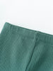 Close-up of teal ribbed fabric with elastic waistband detail Baby Ribbed Leggings - Balsam Baby girl