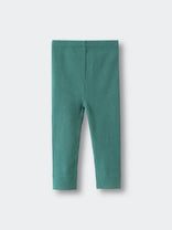 Teal ribbed leggings laid flat on a light background Baby Ribbed Leggings - Balsam Baby girl