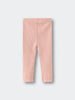 Pink ribbed leggings laid flat on a light gray surface Baby Ribbed Leggings - Blush Baby girl