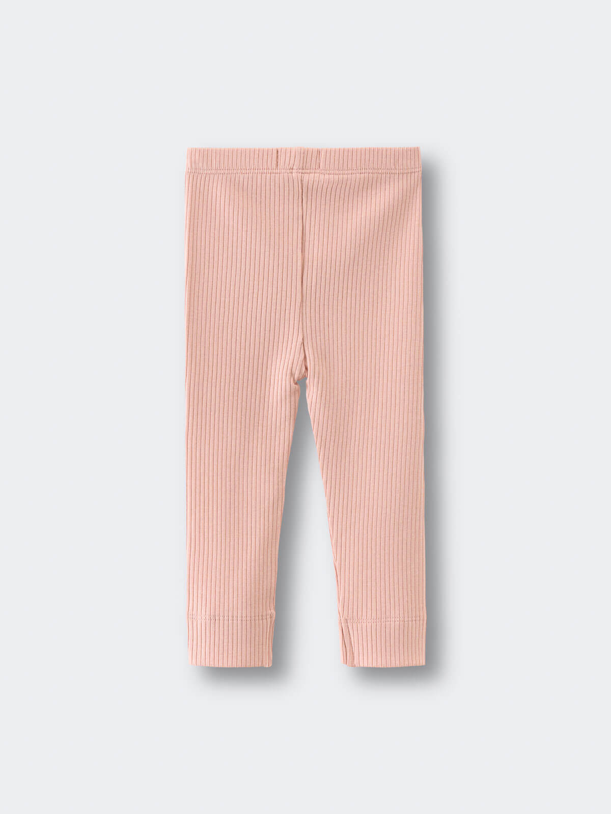 Pink ribbed leggings laid flat on a light gray surface Baby Ribbed Leggings - Blush Baby girl