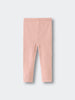 Pink ribbed leggings laid flat on a light background Baby Ribbed Leggings - Blush Baby girl