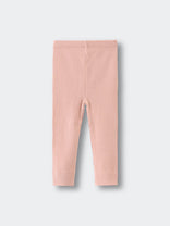 Pink ribbed leggings laid flat on a light background Baby Ribbed Leggings - Blush Baby girl