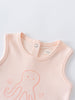 Close-up of a peach sleeveless baby tee with octopus print and snap closure Baby Sleeveless Tee - Octy Baby girl
