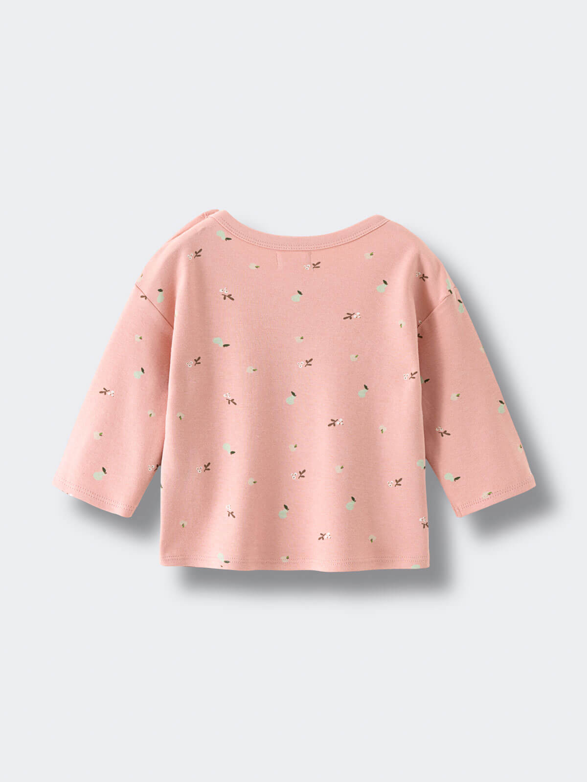 Pink baby sweater with small patterns on a light gray background Baby Printed Long Sleeve Tee - Autumn Harvest Rosehip Baby girl