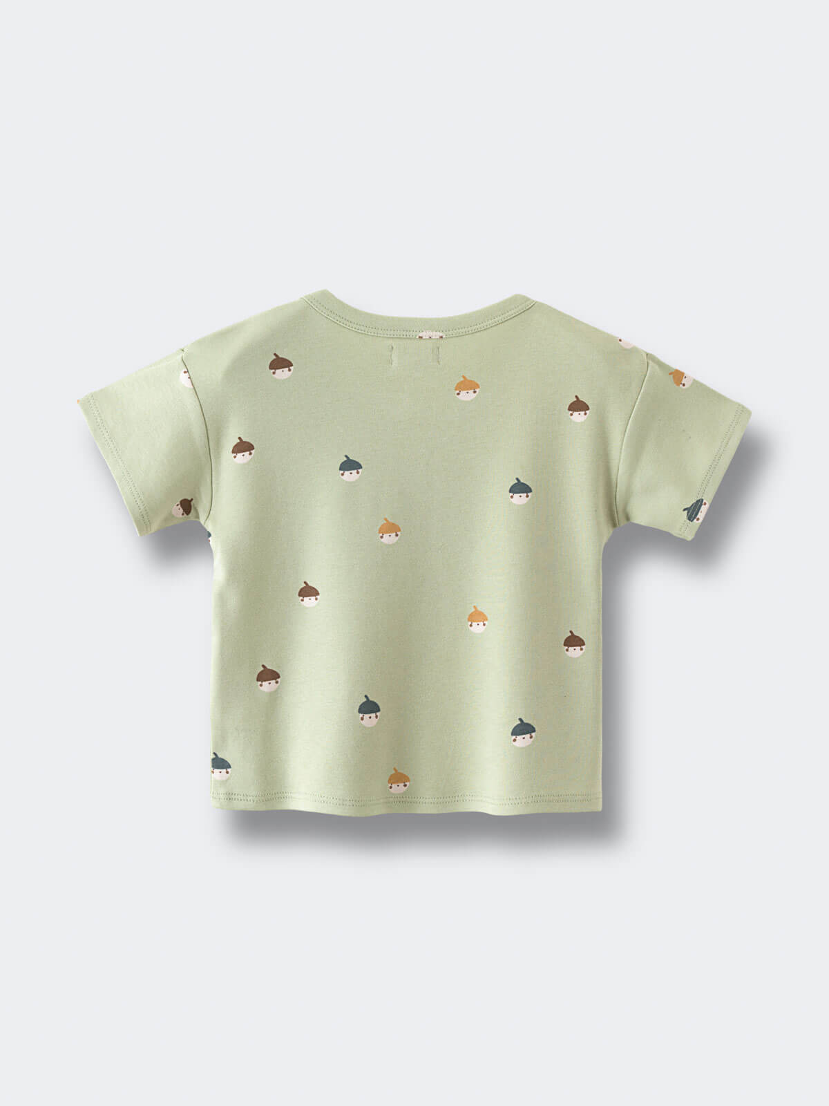 Baby Cotton Tee Shirt with Acorns Baby Printed Short Sleeve Tee - Little Acorn Sage Baby boy