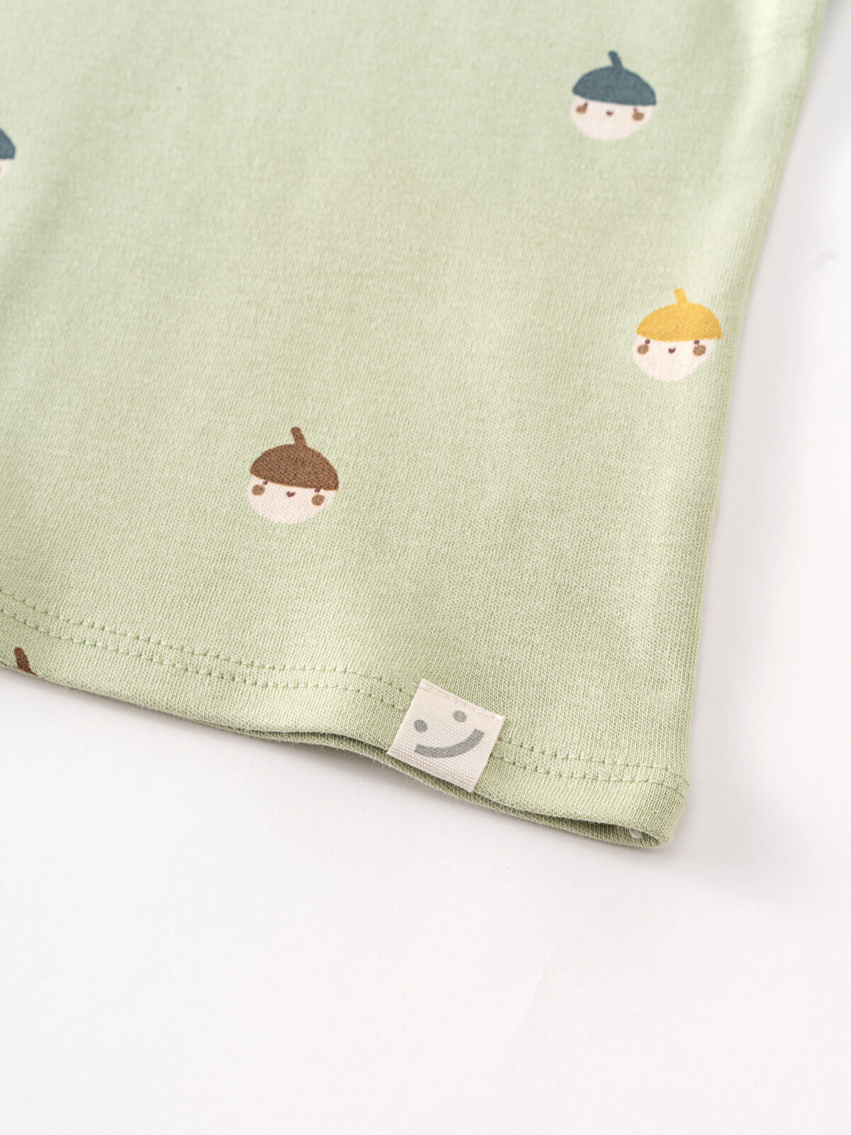 Baby Cotton Tee Shirt with Acorns Baby Printed Short Sleeve Tee - Little Acorn Sage Baby boy