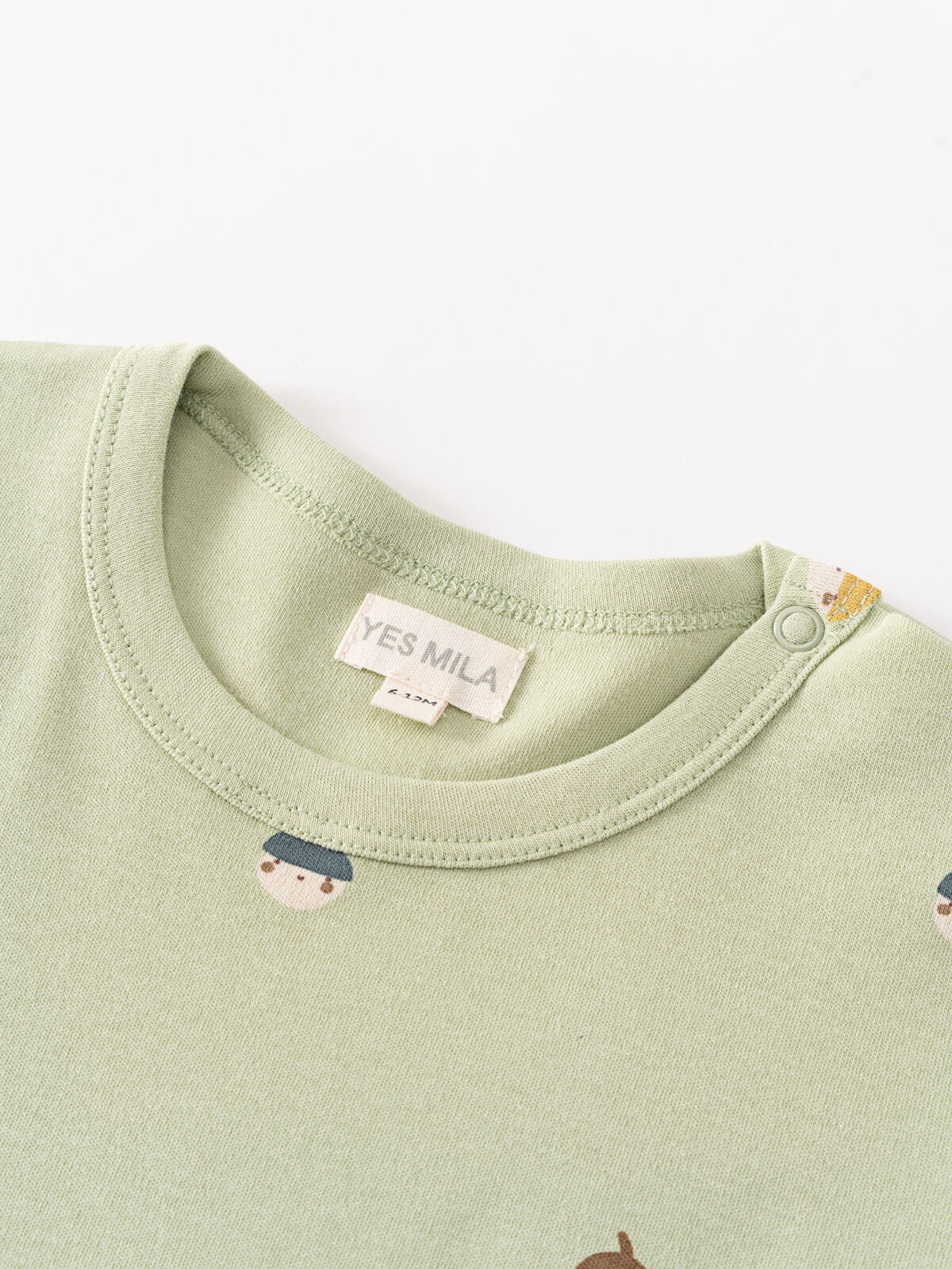 Baby Cotton Tee Shirt with Acorns Baby Printed Short Sleeve Tee - Little Acorn Sage Baby boy