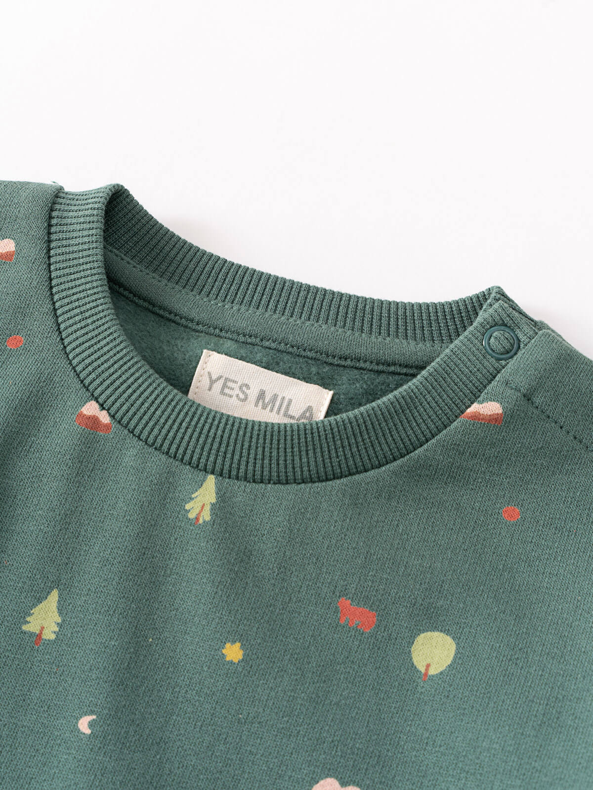 Baby printed green sweatshirt with mountains printed on it Baby Printed Sweatshirt - Mountain View Balsam Baby boy