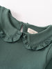 Green Baby Blouse with frilled collar on white background  Baby Ruffle Top - Balsam Baby girl