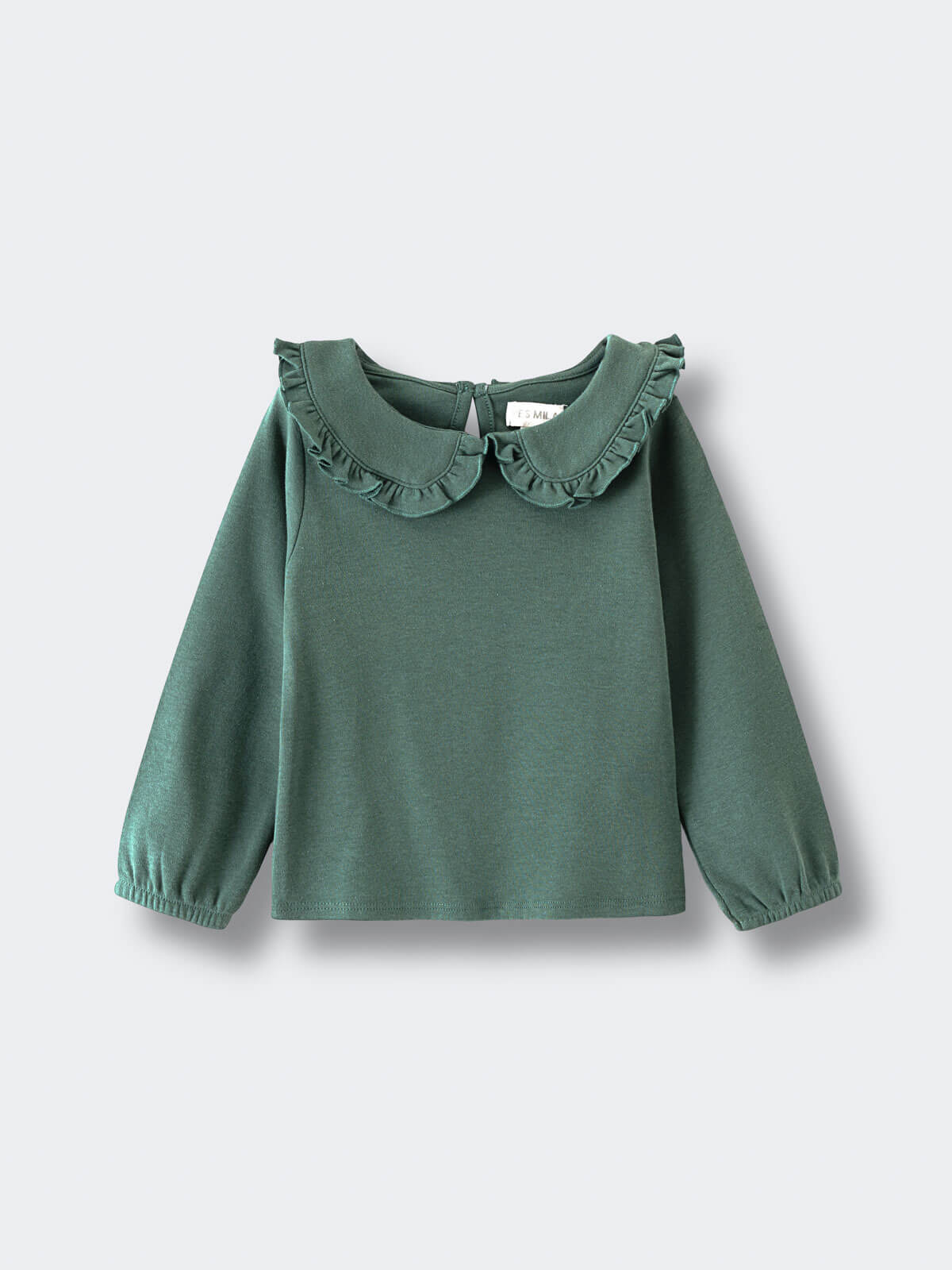 Green Baby Blouse with frilled collar on white background  Baby Ruffle Top - Balsam Baby girl