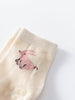 Cream-colored ribbed sock with pink bunny design knitted on fabric Baby Socks -3 Pack - Baby Bunny Baby boy