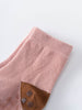 Close-up of pink ribbed sock with brown color-block detail and non-slip grips Baby Socks -3 Pack - Baby Bunny Baby boy