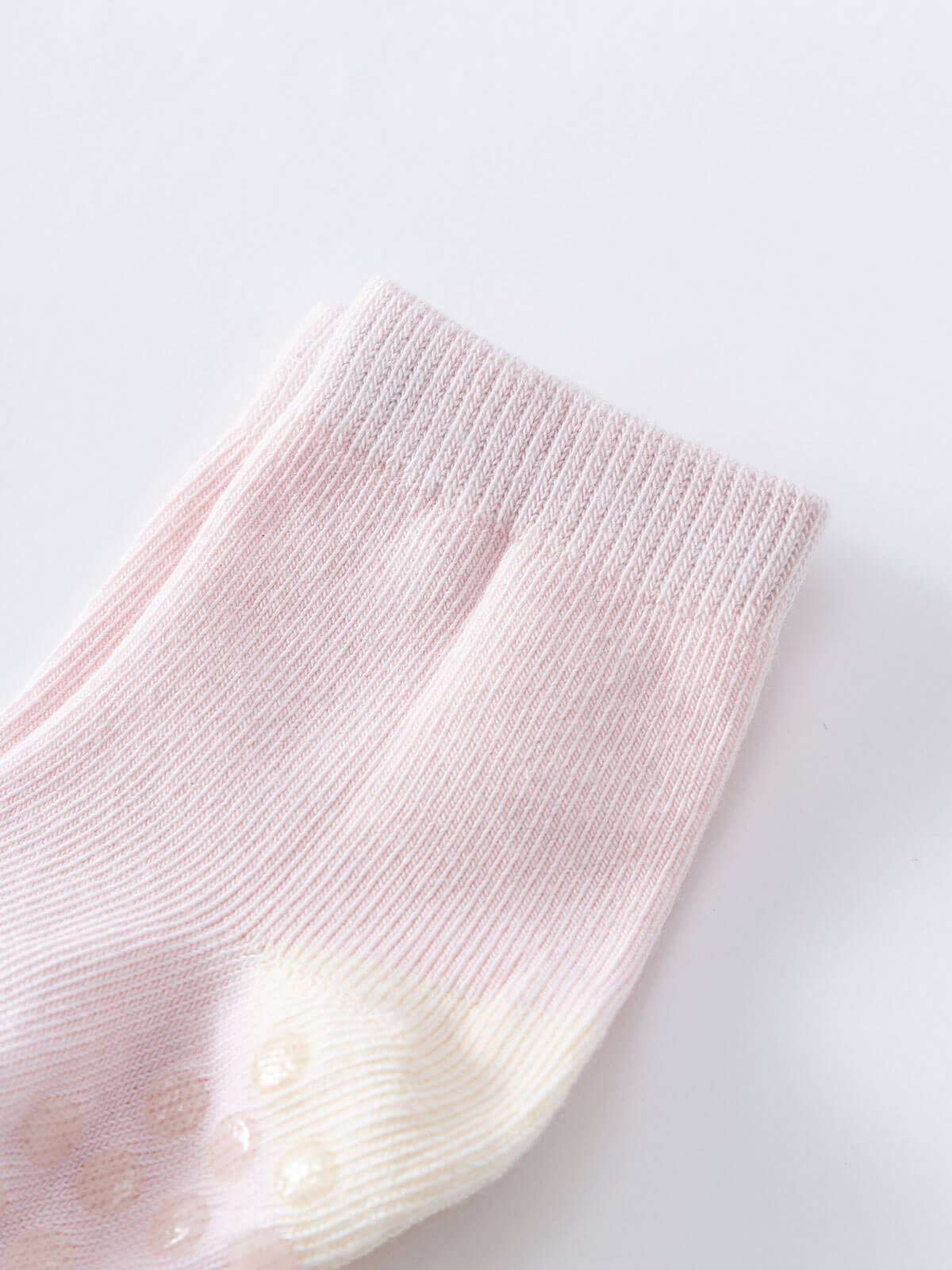 Close-up of a pink ribbed baby sock with white heel and toe Baby Socks -3 Pack - Baby Bunny Baby boy
