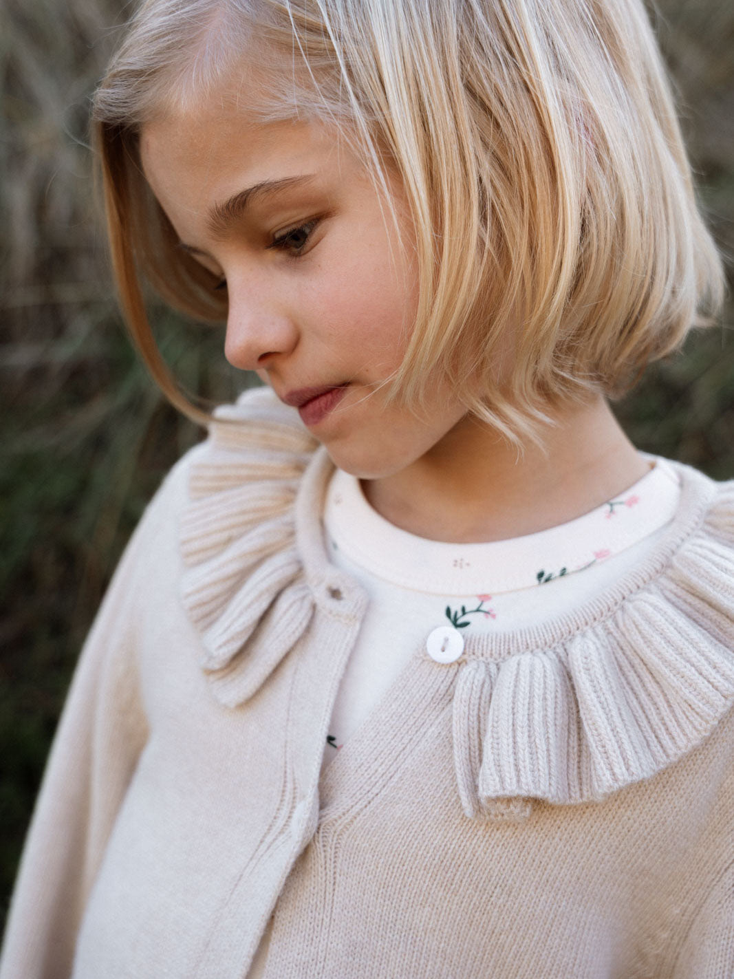 Ruffle Cardigan - Ecru