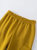 Close-up of mustard yellow sweatpants waistband with elastic and cargo pocket detail Cargo Sweatpants - Golden Pear Boys