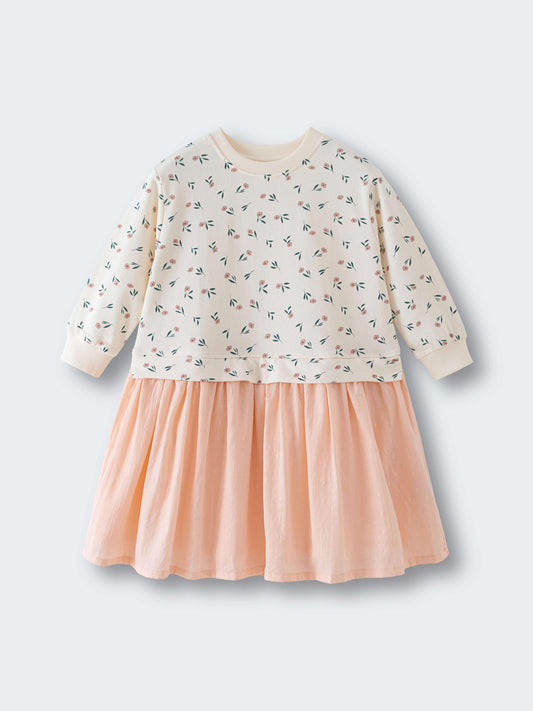 Contrast Sweatshirt Dress - Wild Meadow Ecru