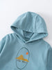 Light blue hoodie with mountain graphic and stay wild text on front Feature Print Hoodie - Stay Wild Boys