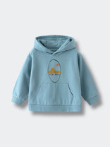 Light blue hoodie with mountain graphic and stay wild text on front Feature Print Hoodie - Stay Wild Boys
