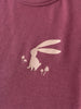 Close-up of pink fabric with a light-colored bunny and mushroom print Feature Print Short Sleeve Tee - Forest Gathering Girls