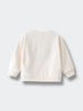 Back view of a cream-colored children's sweatshirt with ribbed cuffs and hem Feature Print Sweatshirt - Bird And Blossom Girls