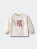Cream sweatshirt with bird and flower design on front Feature Print Sweatshirt - Bird And Blossom Girls