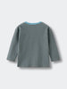 Long sleeve striped shirt in turquoise and brown horizontal stripes laid flat Henley Long Sleeve Tee - Lake Boys