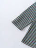 Close-up of striped fabric sleeve and hem in blue and brown Henley Long Sleeve Tee - Lake Boys