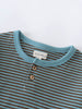 Close-up of striped blue and brown shirt with two buttons Henley Long Sleeve Tee - Lake Boys