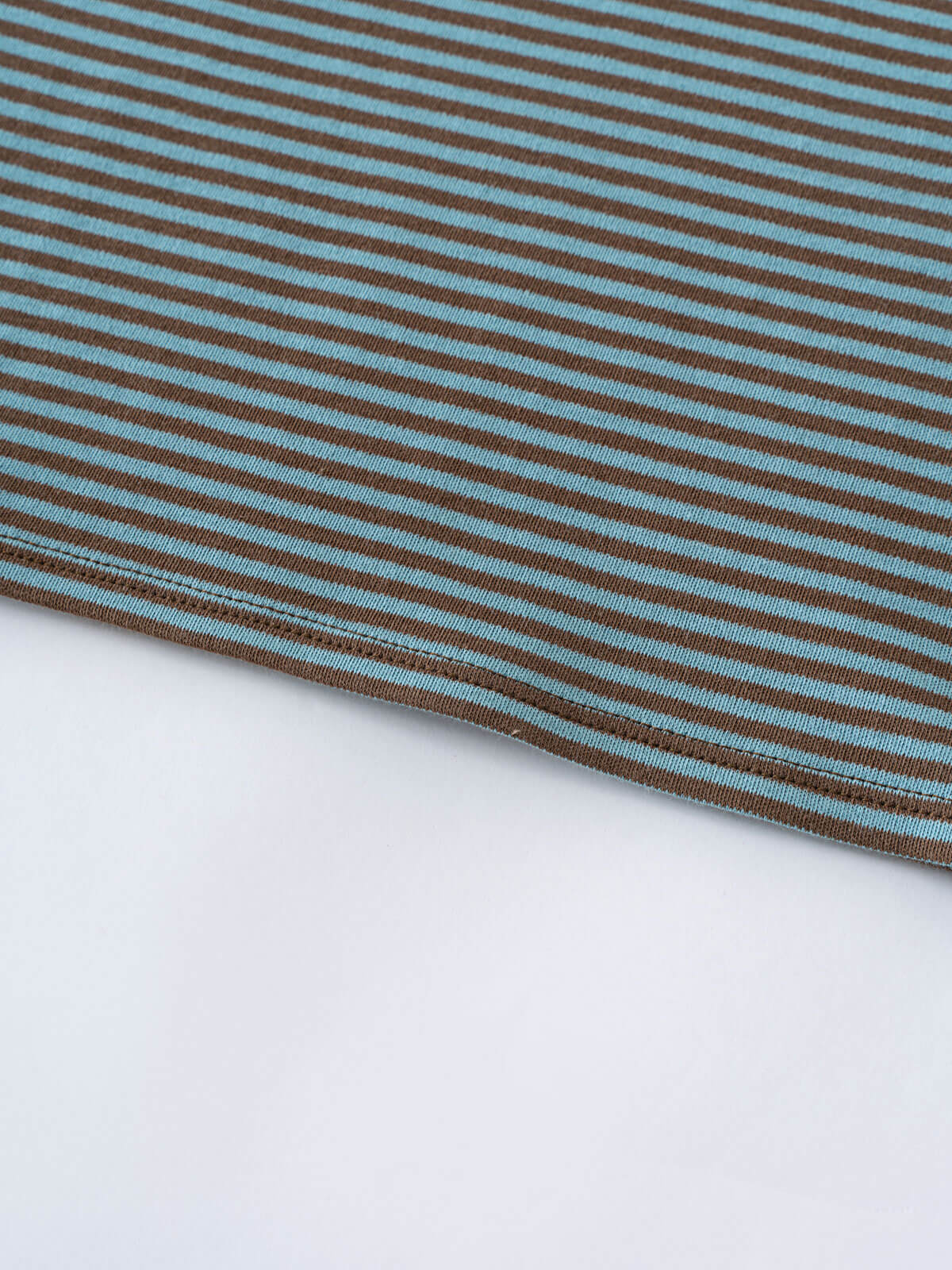 Close-up of striped fabric in light blue and brown colors Henley Long Sleeve Tee - Lake Boys