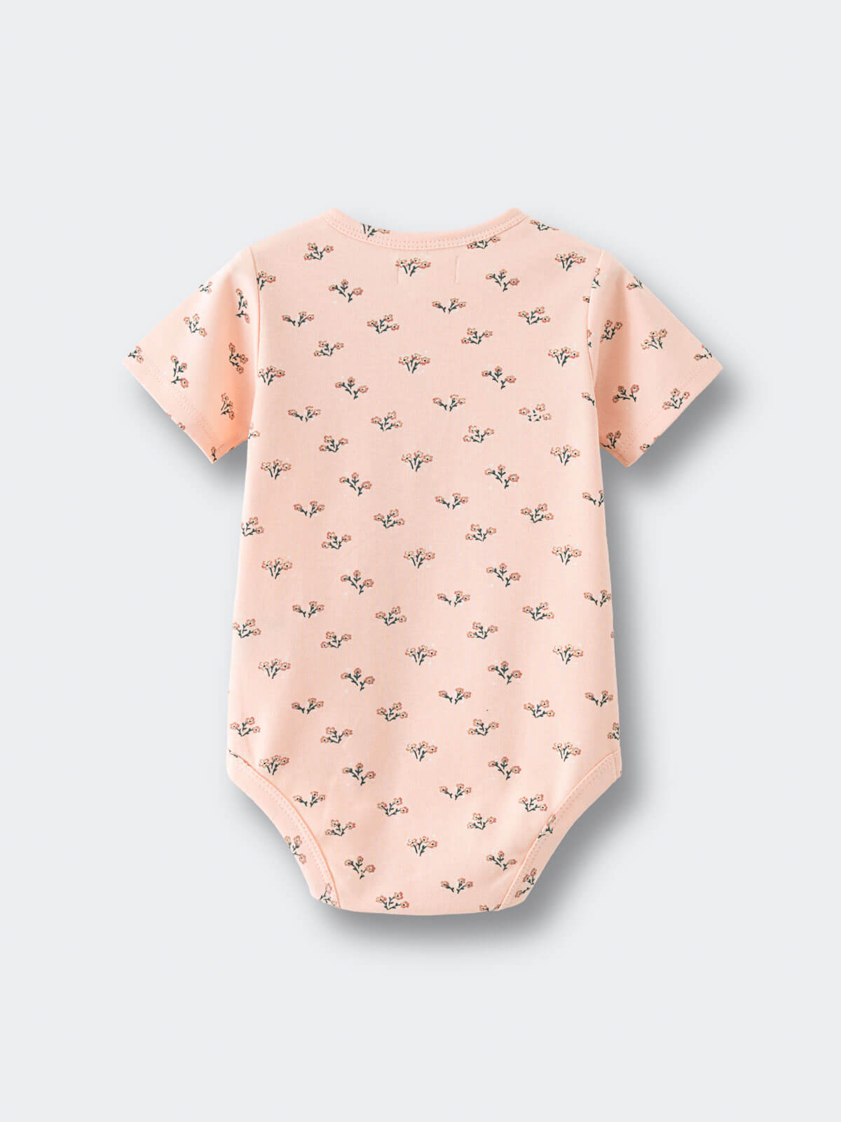 Pink short sleeve bodysuit with small floral print pattern Henley Short Sleeve Bodysuit - Wildflower Bouquet Pink Baby girl