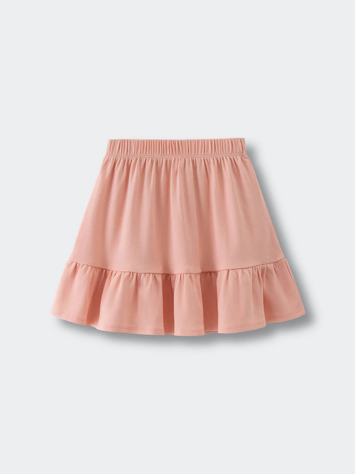 Pink jersey skirt with elastic waistband and ruffled hem on white background Jersey Skirt - Mallow Girls