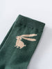 Green sock with beige bunny design knitted into fabric Kids Socks 3 Pack - Bunny Girls