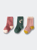 Three pairs of children's socks with solid, striped, and bunny designs Kids Socks 3 Pack - Bunny Girls