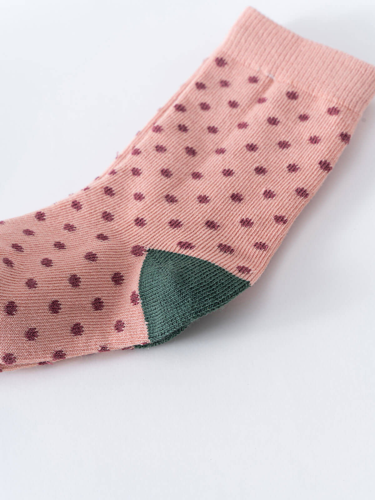 Pink sock with purple polka dots and green toe detail Kids Socks 3 Pack - Dove Girls