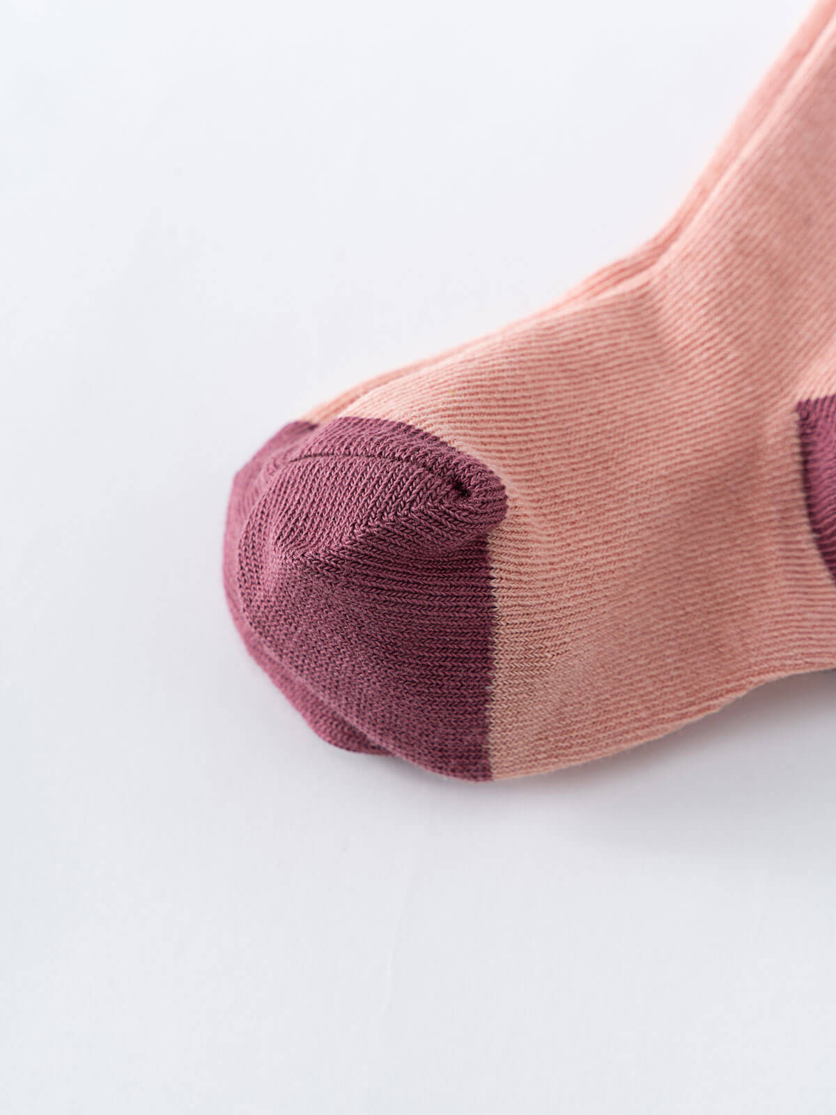 Close-up of a pink ribbed sock with darker burgundy toe section Kids Socks 3 Pack - Dove Girls