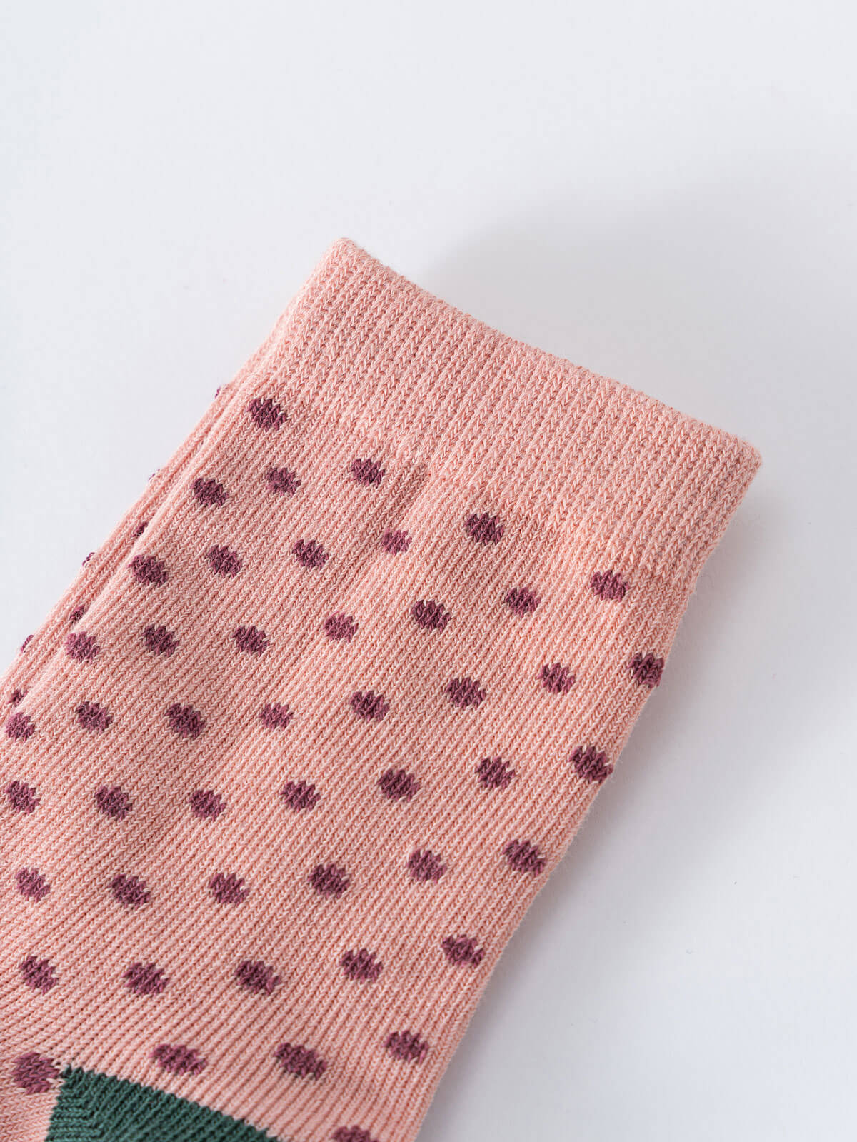 Pink ribbed sock with purple polka dots and green toe detail Kids Socks 3 Pack - Dove Girls