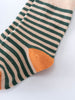 Close-up of striped sock with orange heel detail on white surface Kids Socks 3 Pack - Bear Boys