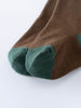 Close-up of brown sock with teal green toe and heel section Kids Socks 3 Pack - Bear Boys