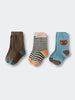 Three pairs of children's socks in brown, striped, and blue with bear design Kids Socks 3 Pack - Bear Boys