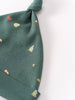 Green fabric hat with colorful tree embroidery pattern and knotted top Knot Hat - Mountain View Balsam Baby boy